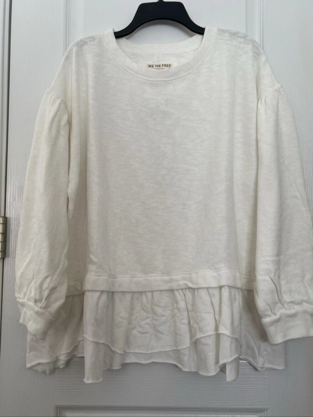 We The Free Oversized Womans Size L Sweater Ruffle Hem Pullover Top